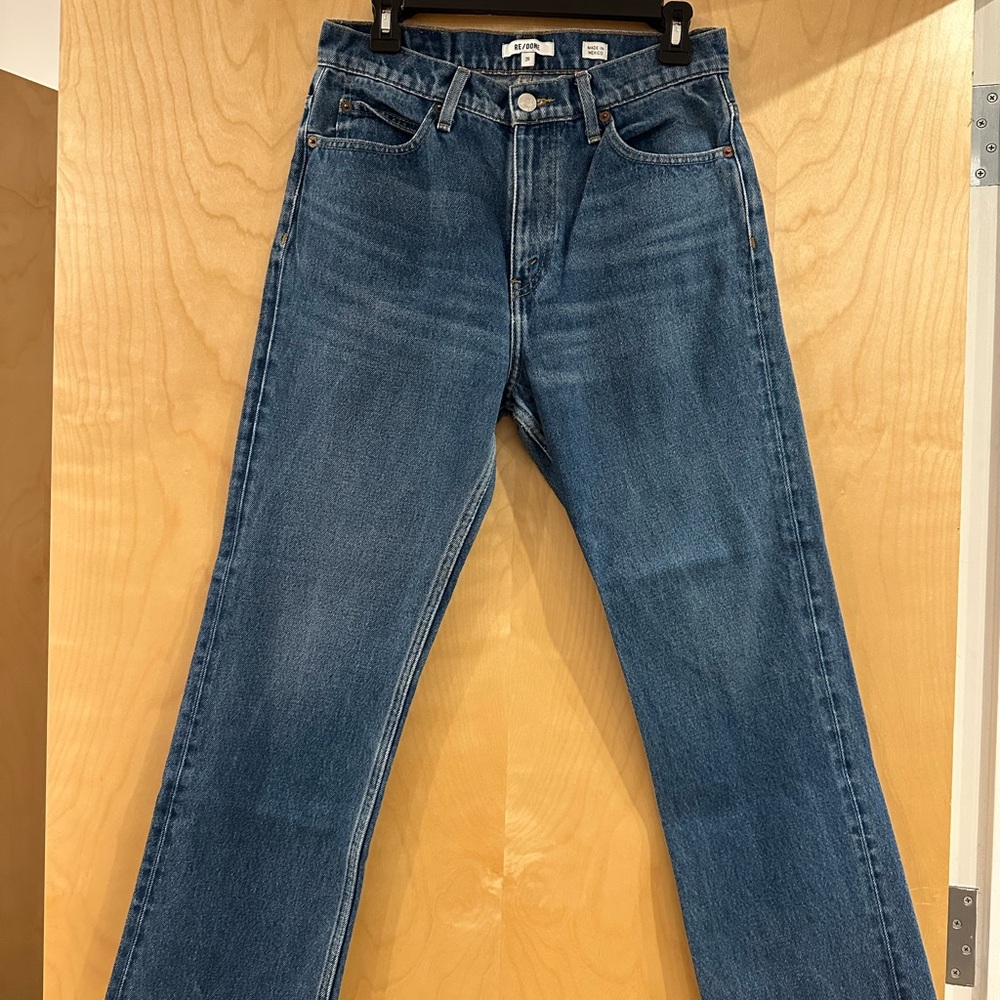 Re/Done Blue Straight Leg Jeans Medium Indigo